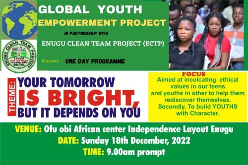 Photos from the Global Youth Employment Project held on December 18, 2022, at the Ofuobi Africa Centre (CIDJAP), Enugu, Nigeria. In collaboration with the Enugu State Clean Team Project